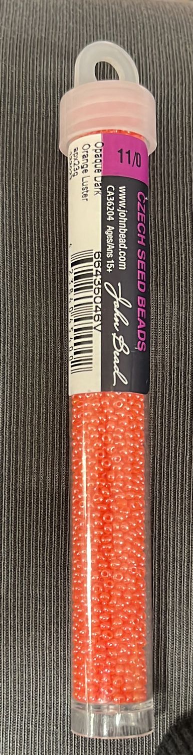 11/0 Czech Seed Beads (66435046V Opaque Dark Orange Luster)