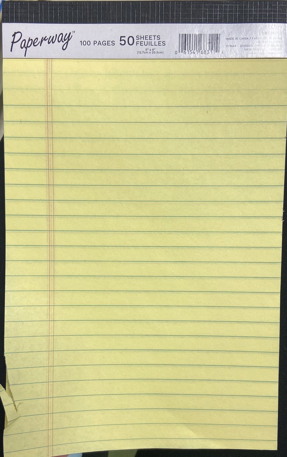 100 Pg 8&quot; x 5&quot; Yellow Lined Notepad