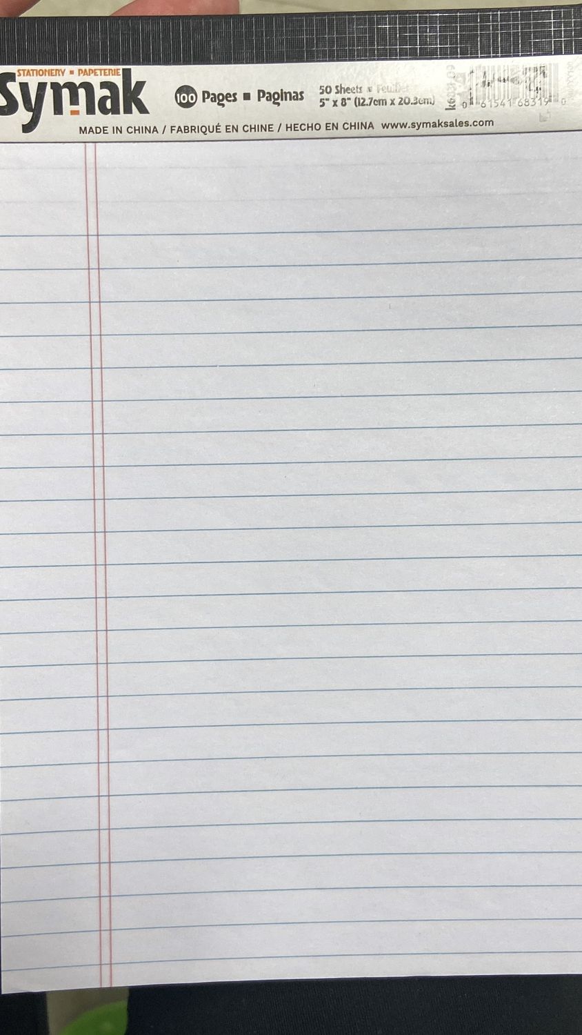 100 Pg 5&quot; x 8&quot; White Lined Notepad