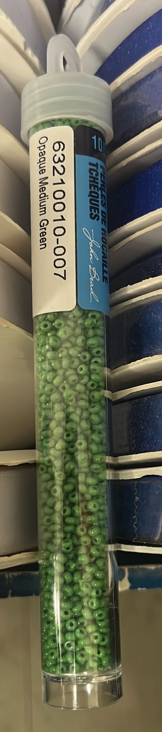 10/0 Czech Seed Beads (63210010-007 Opaque Medium Green)