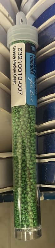 10/0 Czech Seed Beads (63210010-007 Opaque Medium Green)