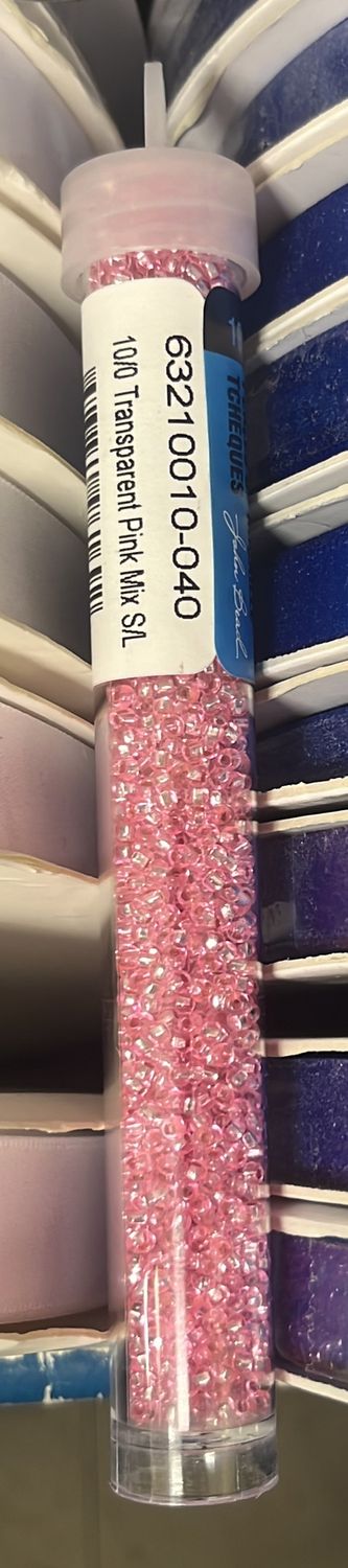10/0 Czech Seed Beads (63210010-040 Transparent Pink Mix)