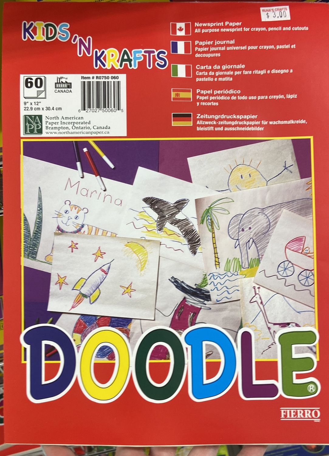 9&quot; x 12&quot; 60 Sheet Doodle Pad