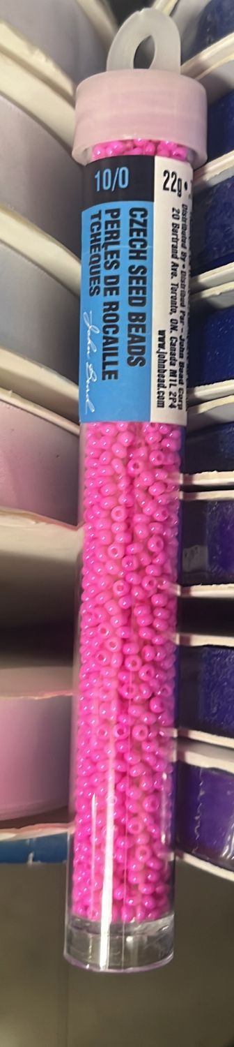 10/0 Czech Seed Beads (63210010-016 Opaque Dyed Hot Pink)