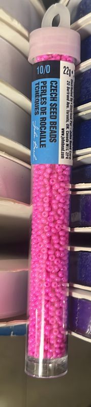 10/0 Czech Seed Beads (63210010-016 Opaque Dyed Hot Pink)