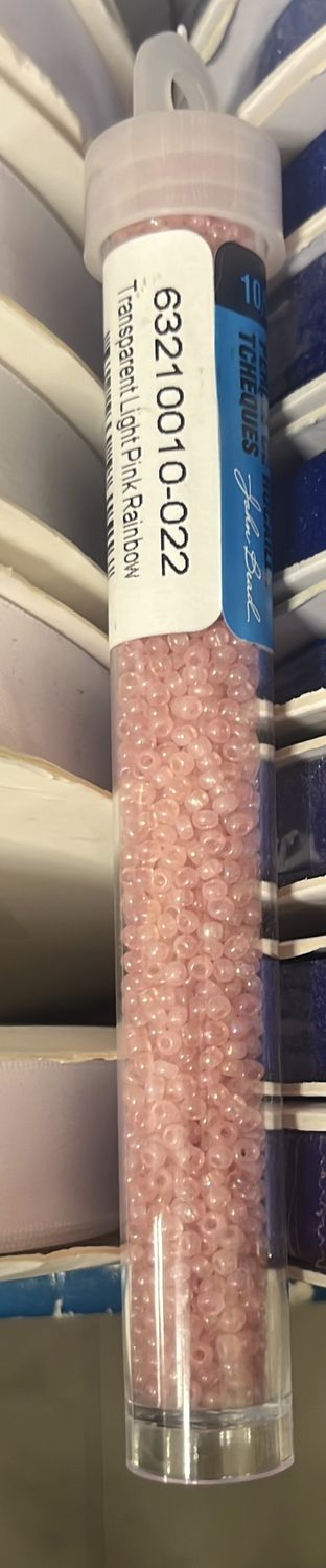 10/0 Czech Seed Beads (63210010-022 Transparent Light Pink Rainbow) 