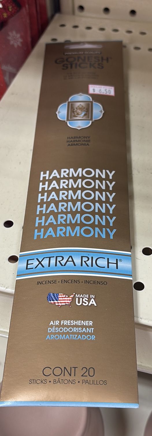 Gonesh sticks harmony incense cont 20