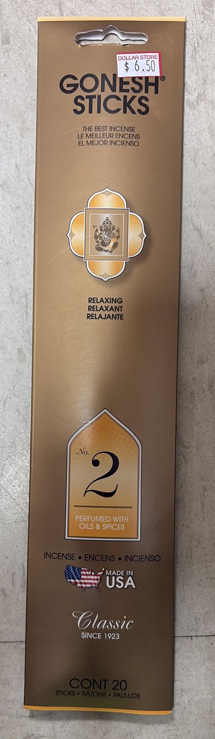 Gonesh sticks perfumed with oils&amp;spices 20 cont