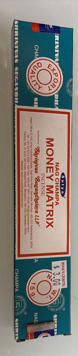 Satya nag champa money matrix