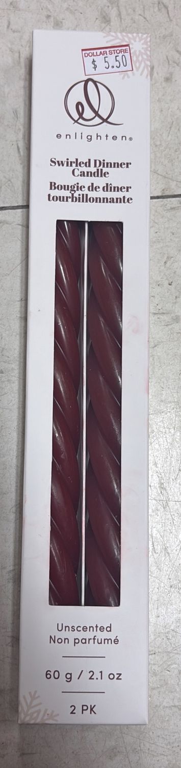 Swirled dinner candle unscented