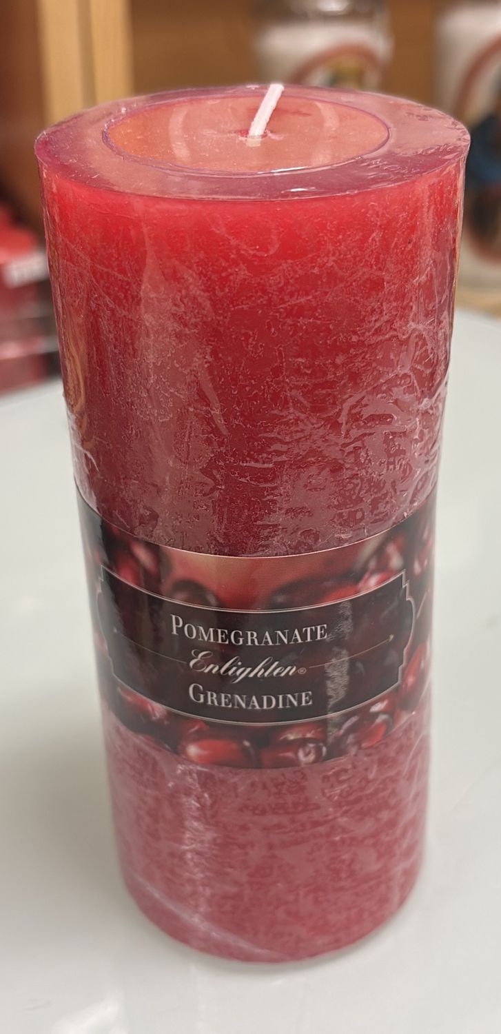 Pomegranate scented pillar candle