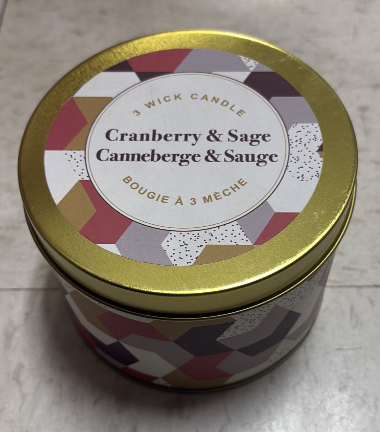 3 Wick Cranberry and Sage Candle