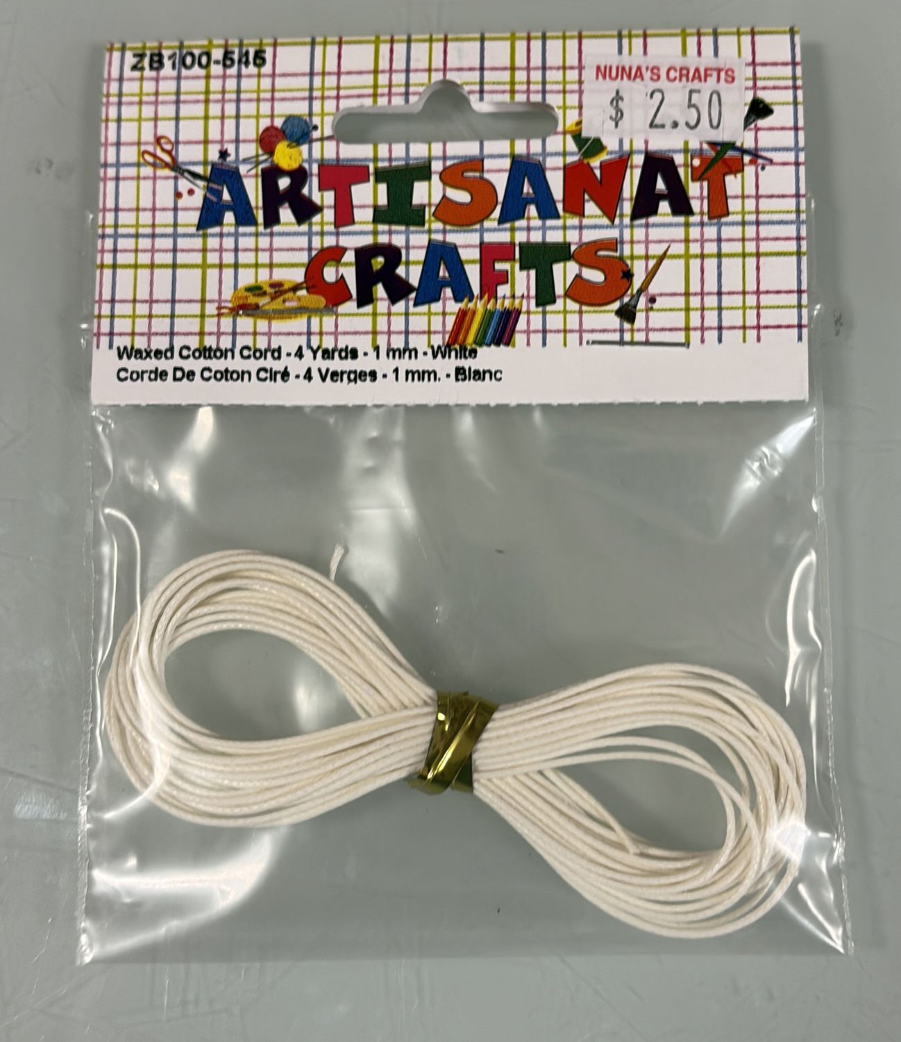 Waxed cotton cord 4 yards