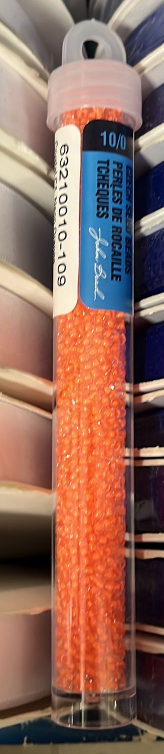 10/0 Czech Seed Beads ( 63210010-109 Crystal C/L Neon Orange)