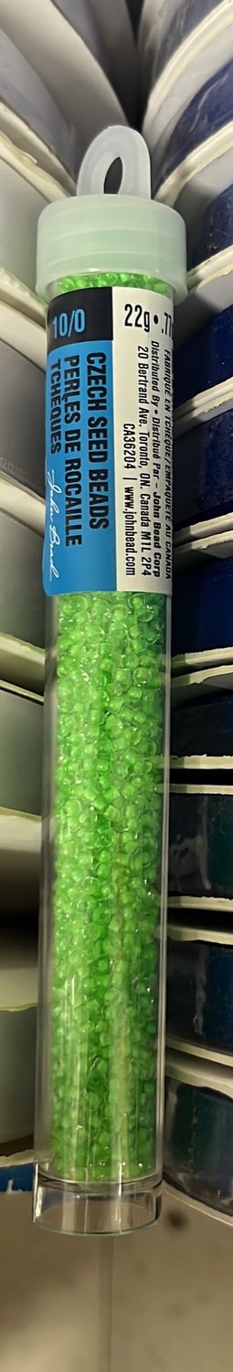 10/0 Czech Seed Beads ( 63210010-111 Crystal C/L Neon Green) 