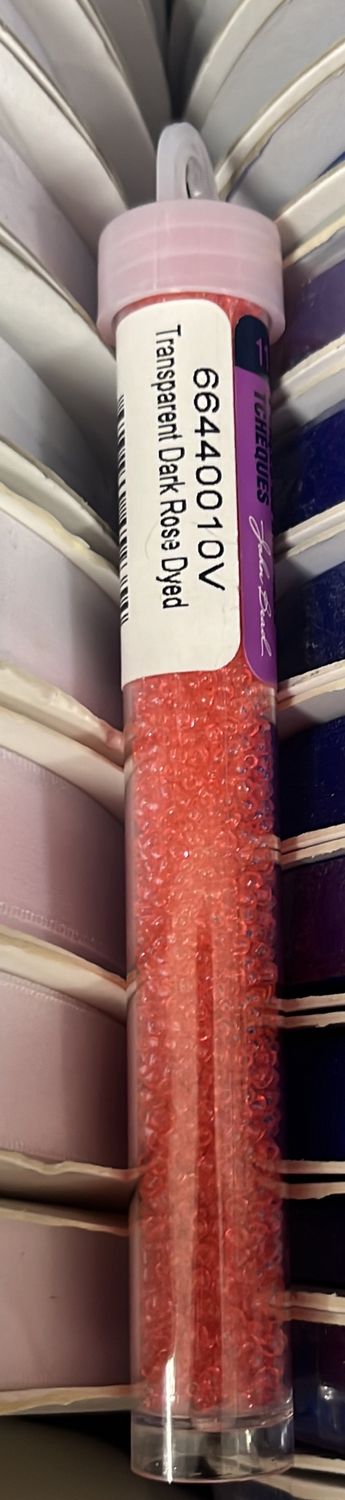 11/0 Czech Seed Beads (66440010V Transparent Dark Rose Dyed)