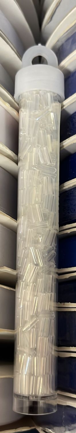 Czech Seed Beads (63210030-001 Vial# 3 Bugle Transparent Iris Crsytal)