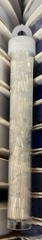 Czech Seed Beads (63210030-001 Vial# 3 Bugle Transparent Iris Crsytal)