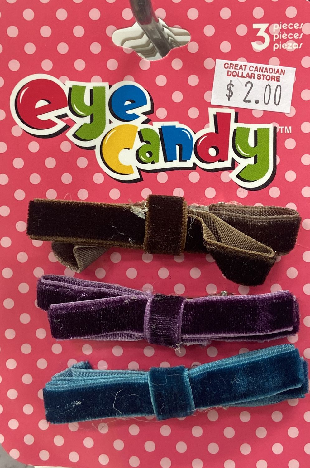 Eyecandy: 3x Hair Barrettes with Velvet Bows