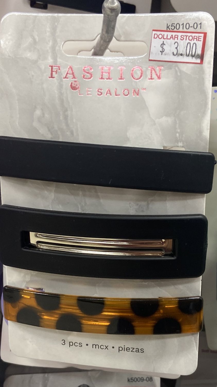 LeSalon: 3x Black/Brown Large Barrettes