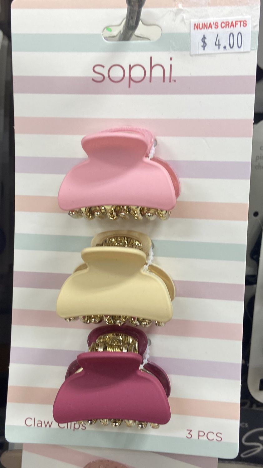 Sophi: 3pc Beige/Pink Small Claw Clips