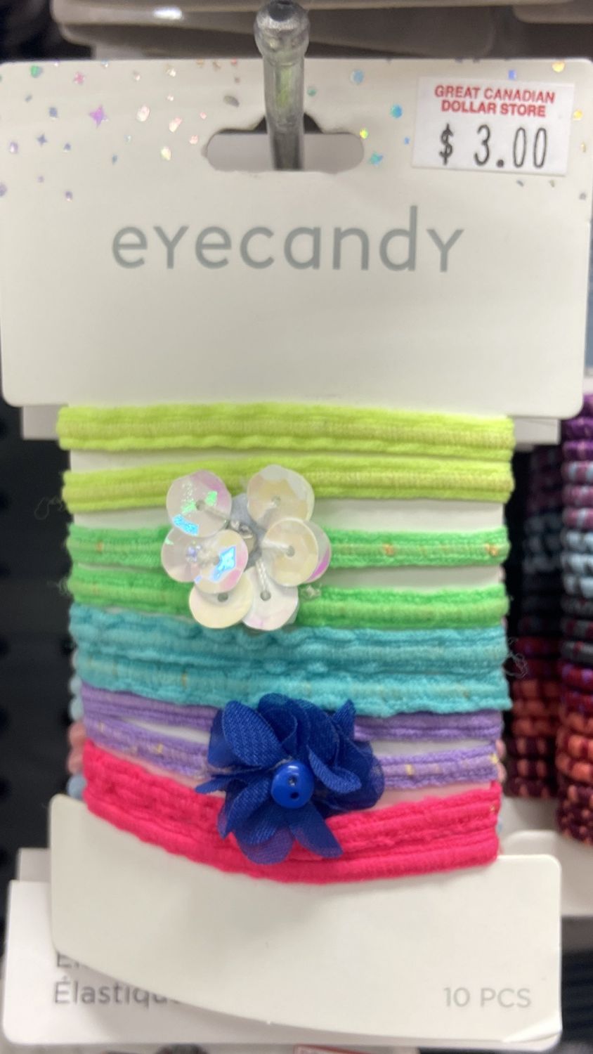Eyecandy: 10x Neon Hair Elastics with Sequin Flowers