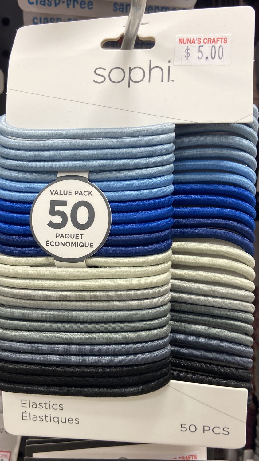 Sophi: 50pcs Blues/Greys/Black Hair Elastics