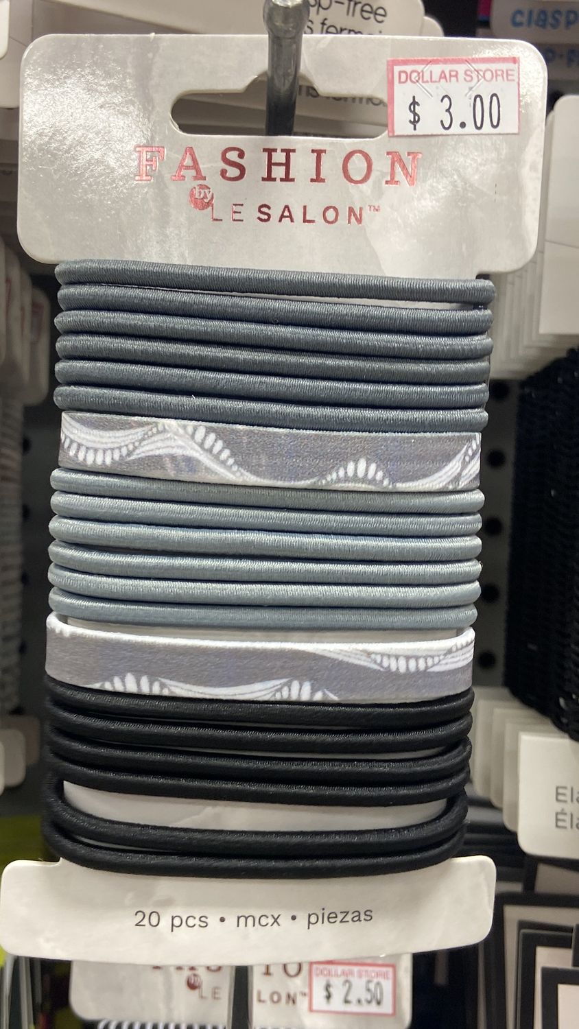 LeSalon: Black/White/Grey Hair Elastic