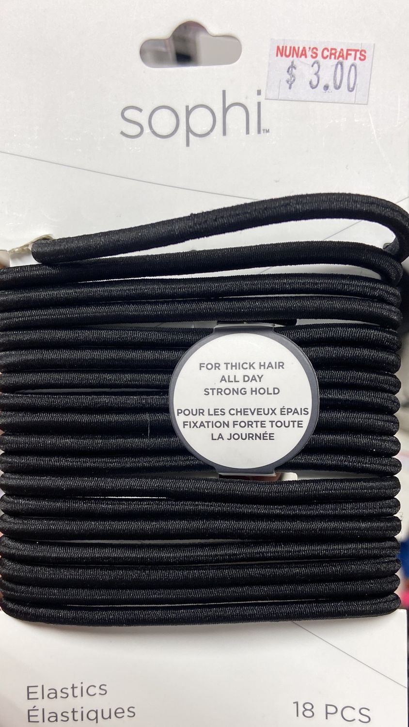 18pc Black Hair Elastics