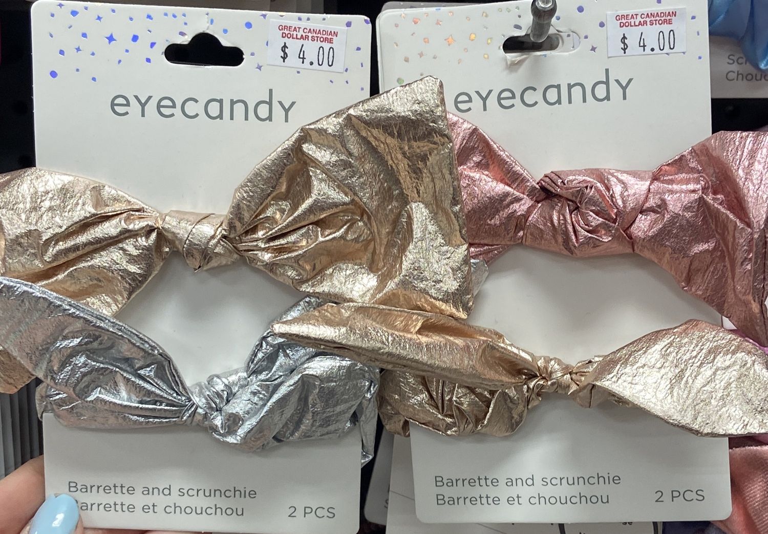 Eyecandy: 2pc Metallic Barrette &amp; Scrunchie Set