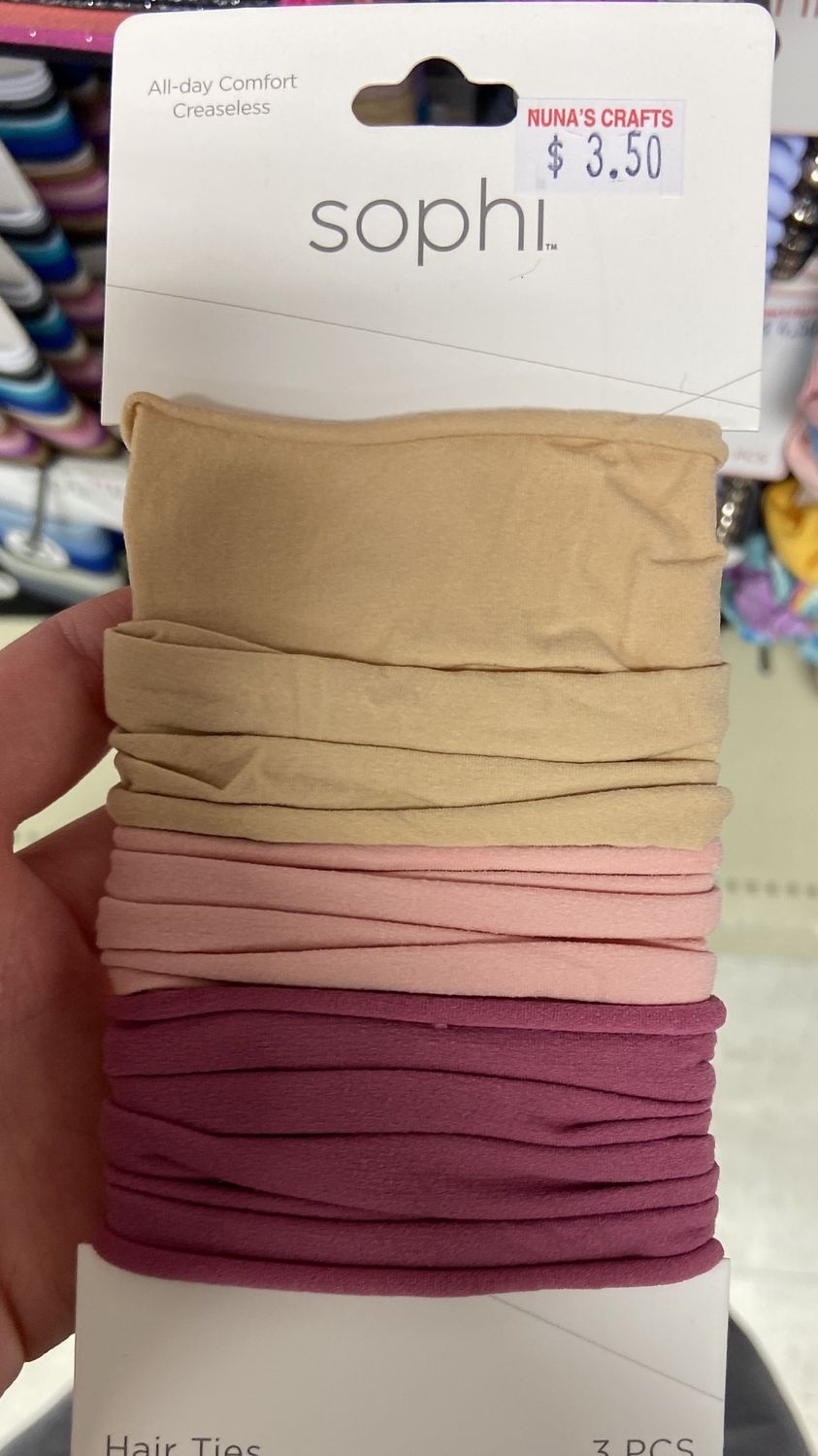 Sophi: 3pc Beige/Pinks All-Day Comfort Hair Ties
