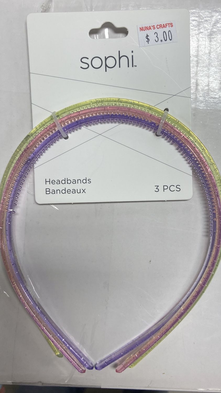 Sophi: 3pc Pink/Purple/Green Glittery Headbands