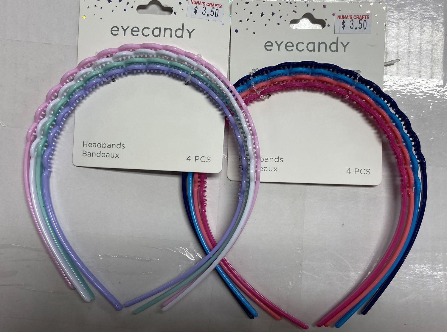 Eyecandy: 4pc Asst. Color Plastic Headbands