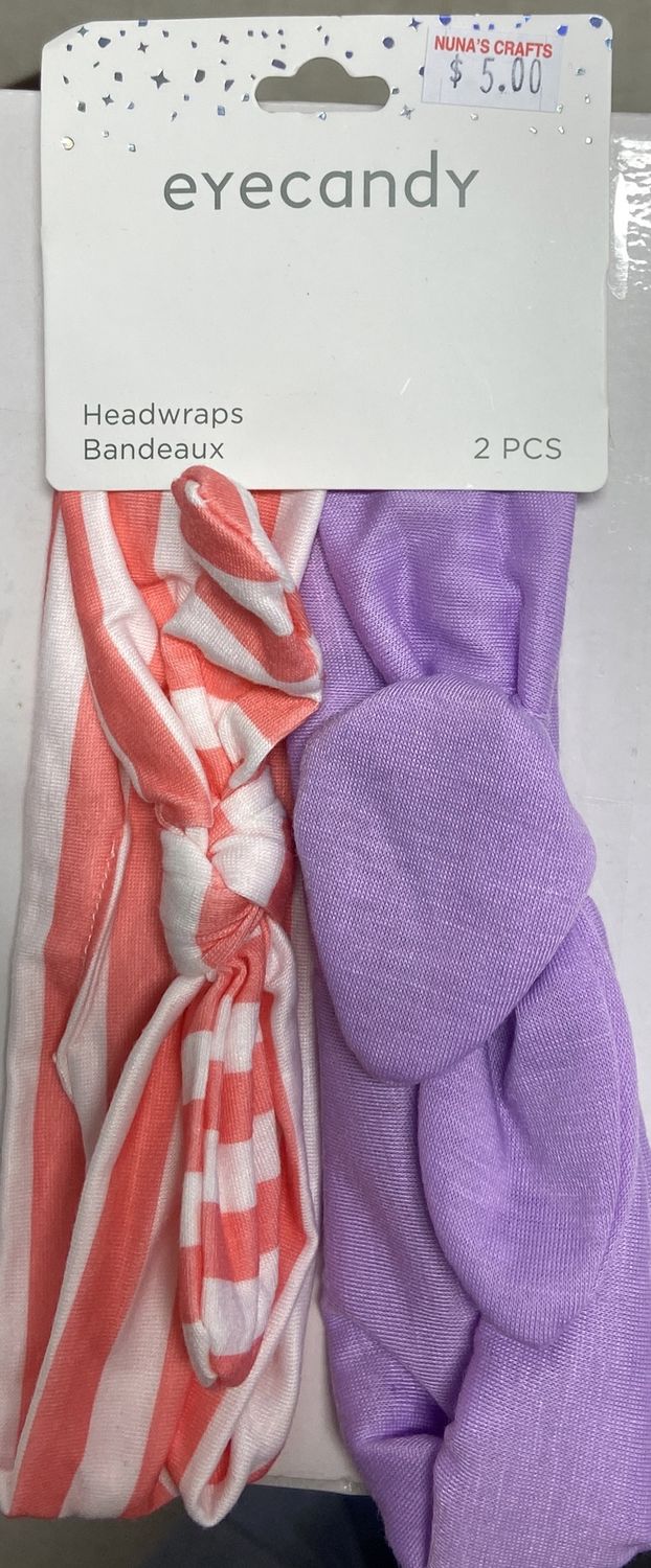 Eyecandy: 2pc Purple/Coral Headwraps with Bow