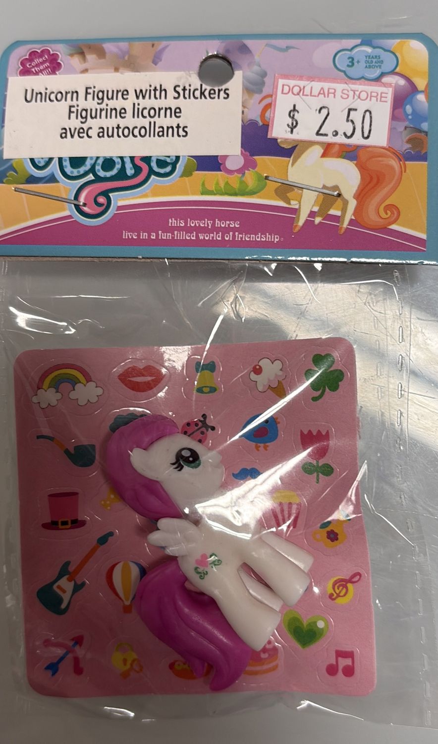 Unicorn figure with sticker
