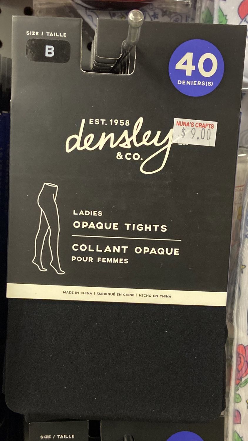 Densley: Size B Ladies Black Opaque Tights