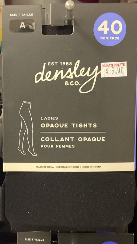 Densley: Size A Ladies Black Opaque Tights