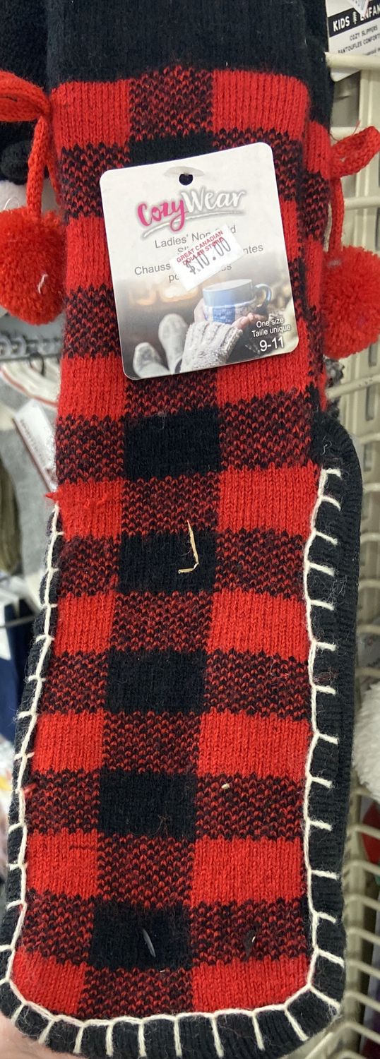 CosyWear: Ladies Non-Slip Red Plaid Socks