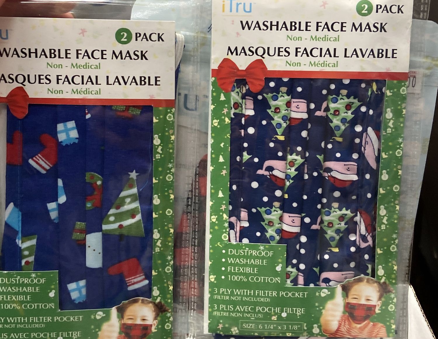 X-Mas Themed Washable face mask 2 pck
