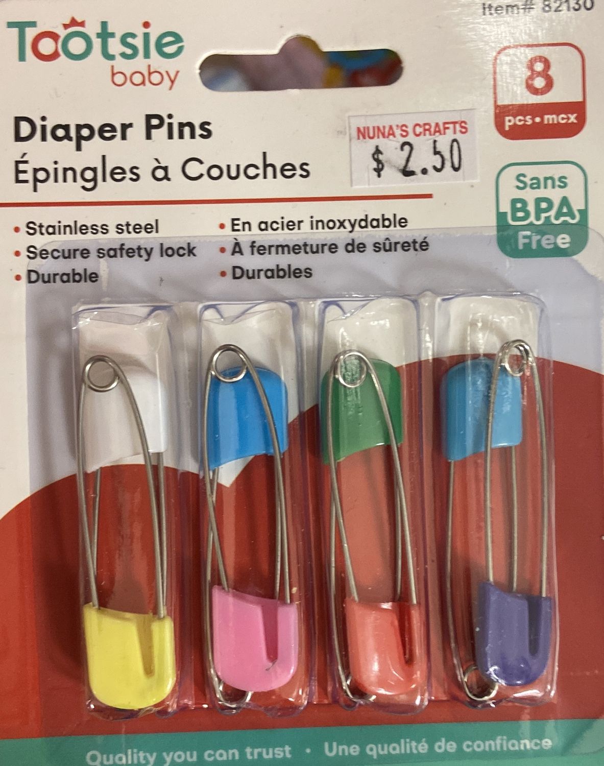 Tootsie: 8pc Diaper Pins