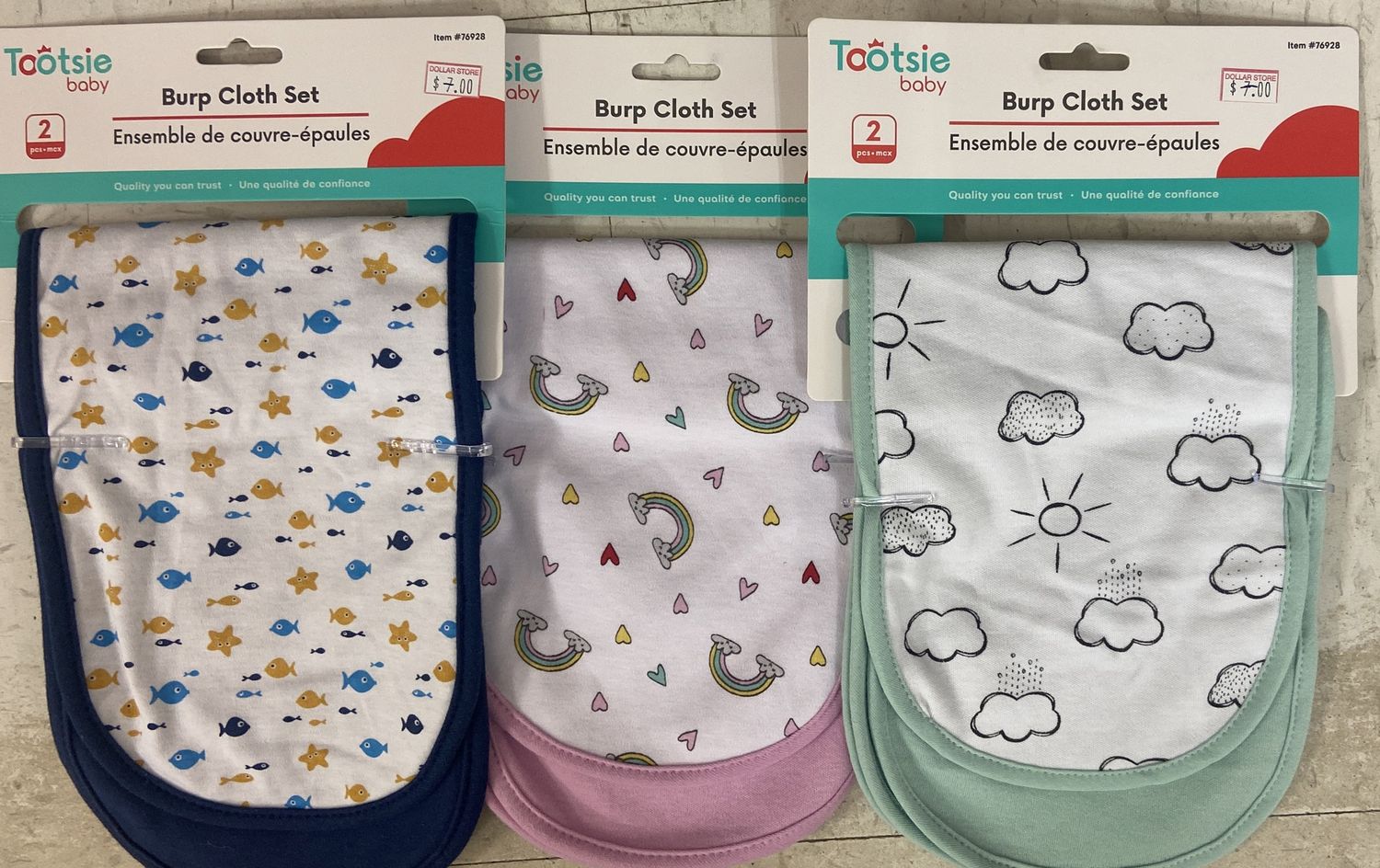 Tootsie: Asst. Print Burp Cloth Set