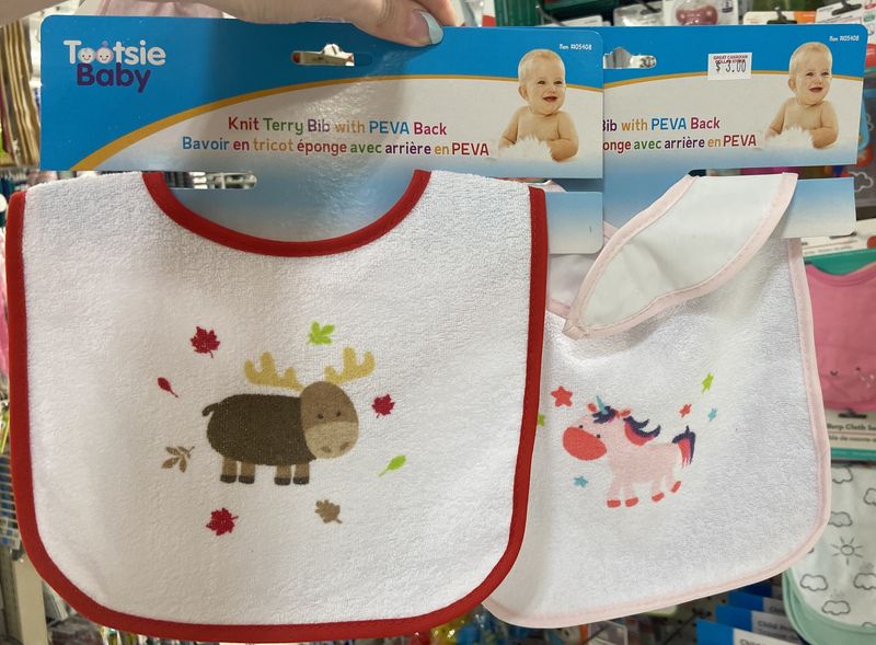 Tootsie: Asst. Print Knit Terry Bib with PEVA Back