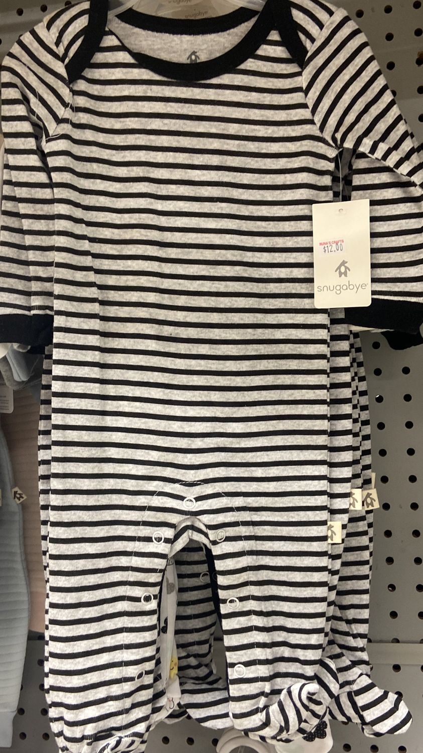 Snugabye: Black&amp;Grey Striped Baby Onsies