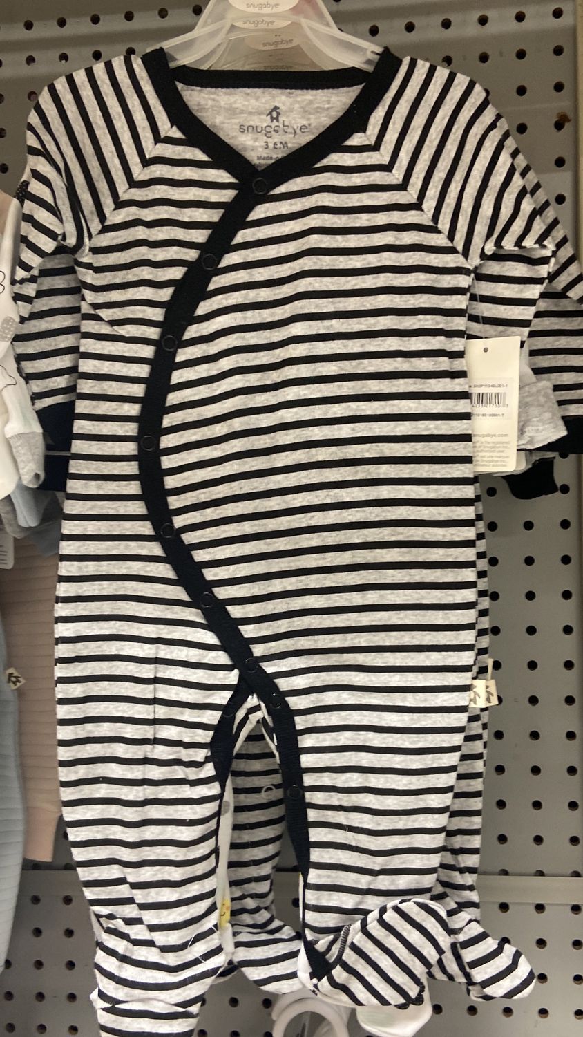 Snugabye: Black&amp;Grey Baby Onsie with Buttons