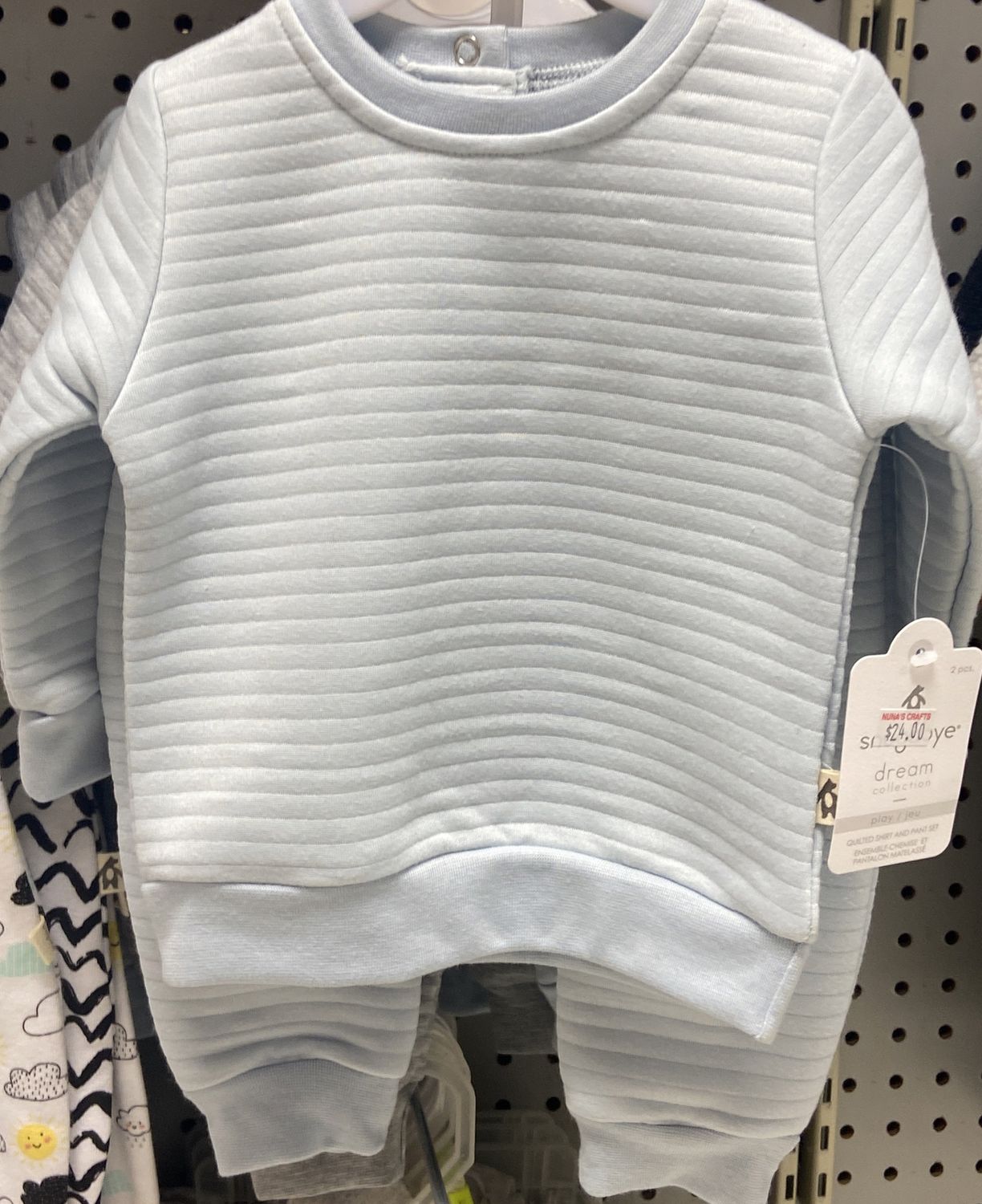 Snugabye: Blue Quilted Baby Shirt &amp; Pants Set