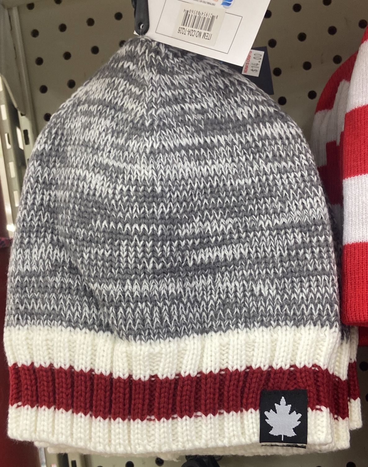Flag Matrix: Grey Touque with Red Stripe