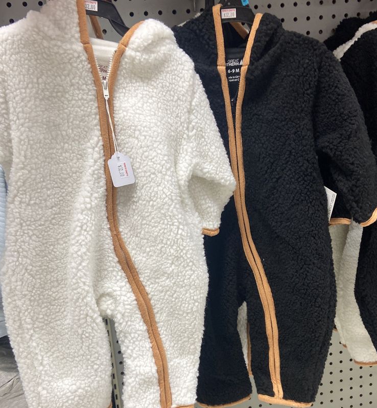 Great Northern: Black/White Asst. Size Baby Fleece Onsie
