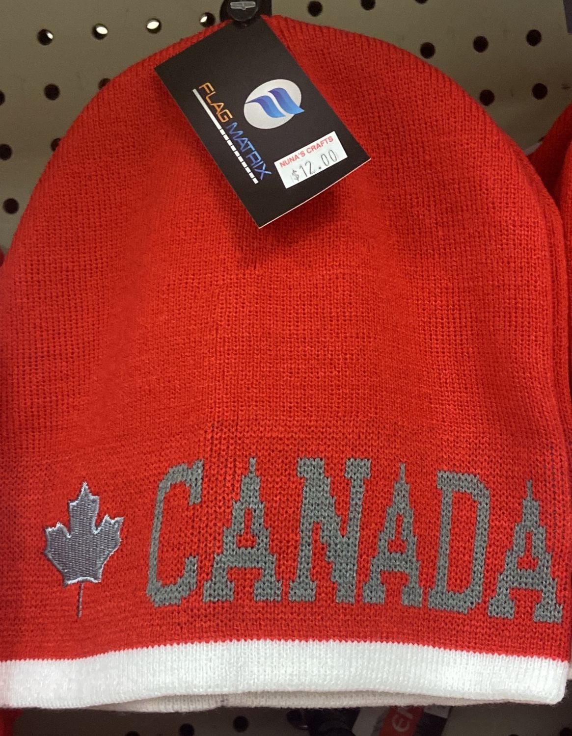 Flag Matrix: “Canada” Red Touque With Grey Writing