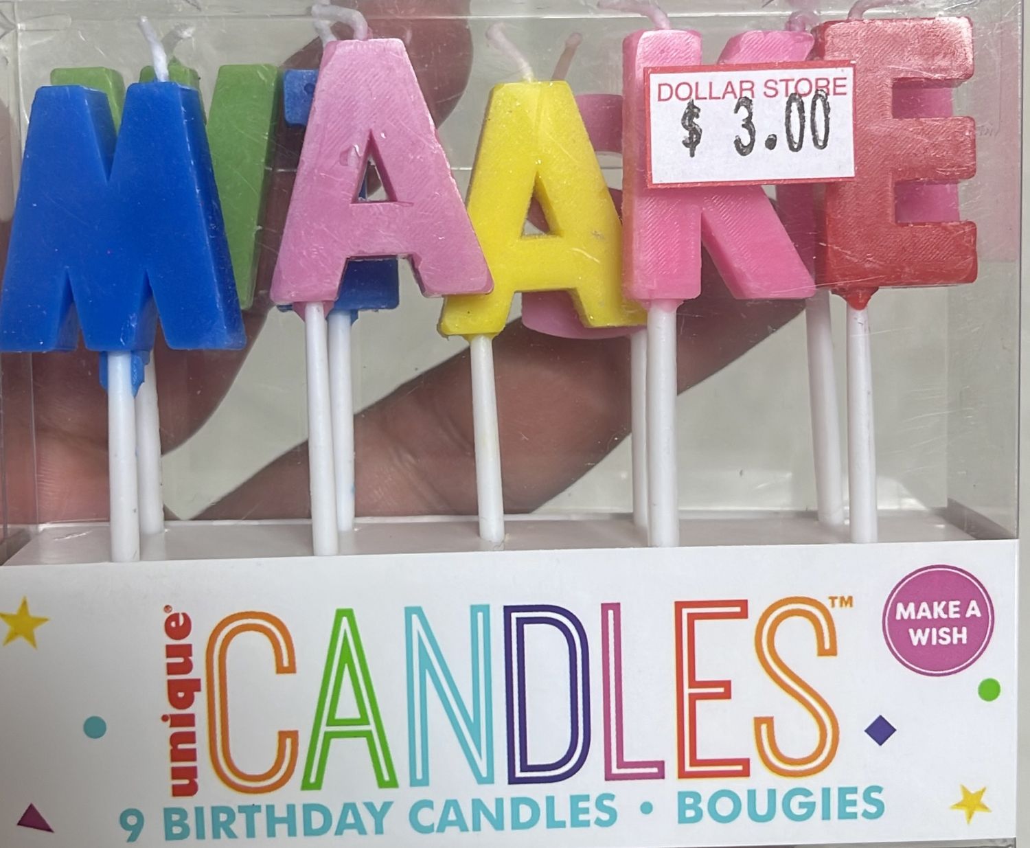 Unique: Lettered &quot;Make A Wish&quot; Candles #19977