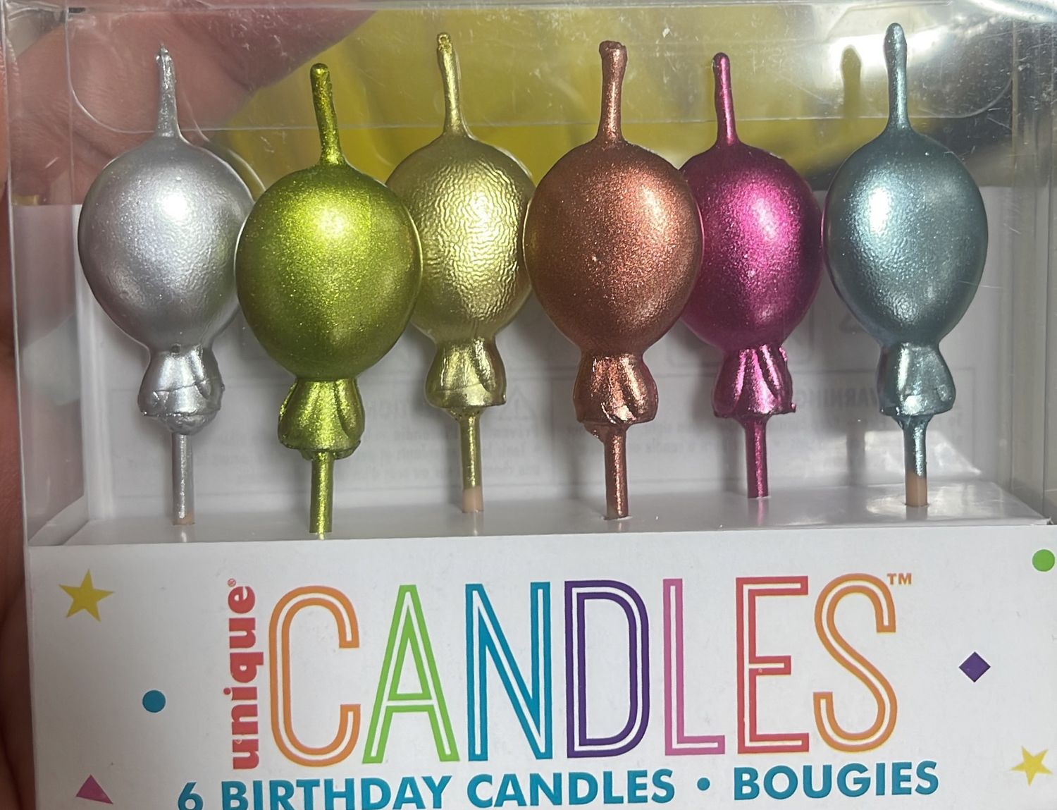 Unique: Metallic Balloon Candles #19991
